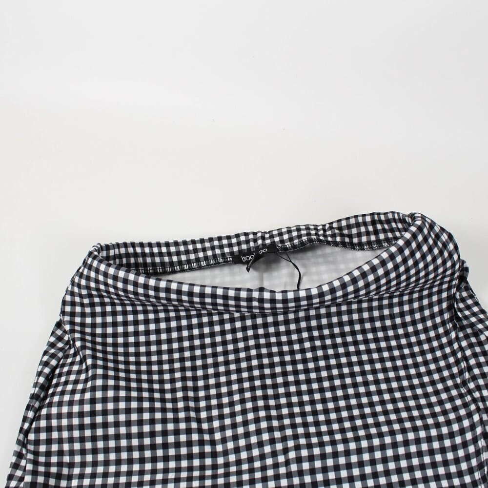 🔴 Boohoo Bengaline Gingham Wrap Split Skirt - Size 8 - NWT - Picture 4 of 10